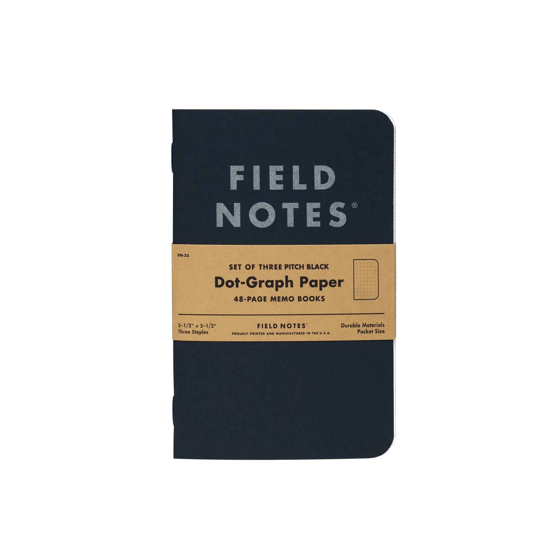 Field Notes Pitch Black Dot-Graph Notebook - 2 Pack
